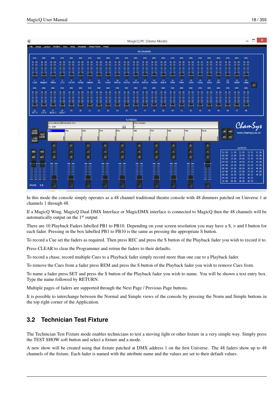 Technician test fixture, 2 technician test fixture | ChamSys MagicQ User Manual User Manual | Page 47 / 384