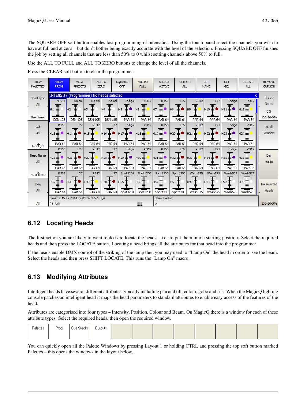 Locating heads, Modifying attributes, 12 locating heads | 13 modifying attributes | ChamSys MagicQ User Manual User Manual | Page 71 / 384