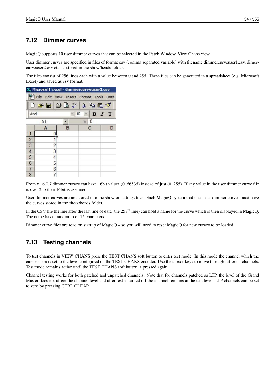 Dimmer curves, Testing channels, 12 dimmer curves | 13 testing channels | ChamSys MagicQ User Manual User Manual | Page 83 / 384