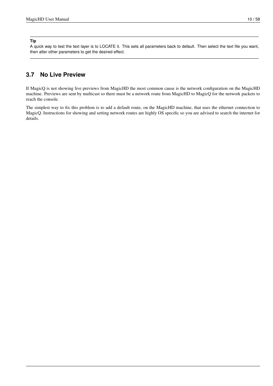 No live preview, 7 no live preview | ChamSys MagicHD User Manual | Page 18 / 66