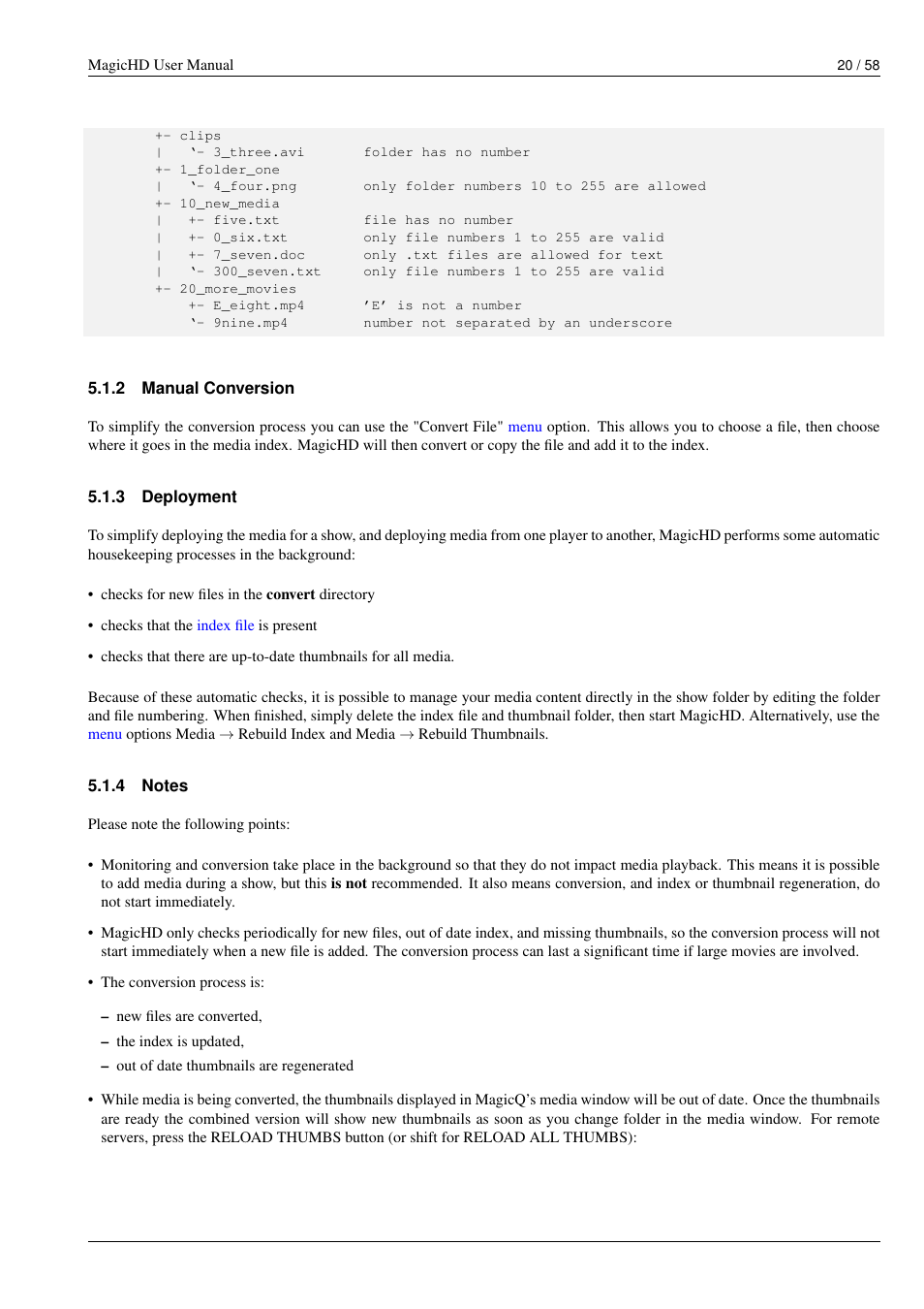 Manual conversion, Deployment, Notes | ChamSys MagicHD User Manual | Page 28 / 66