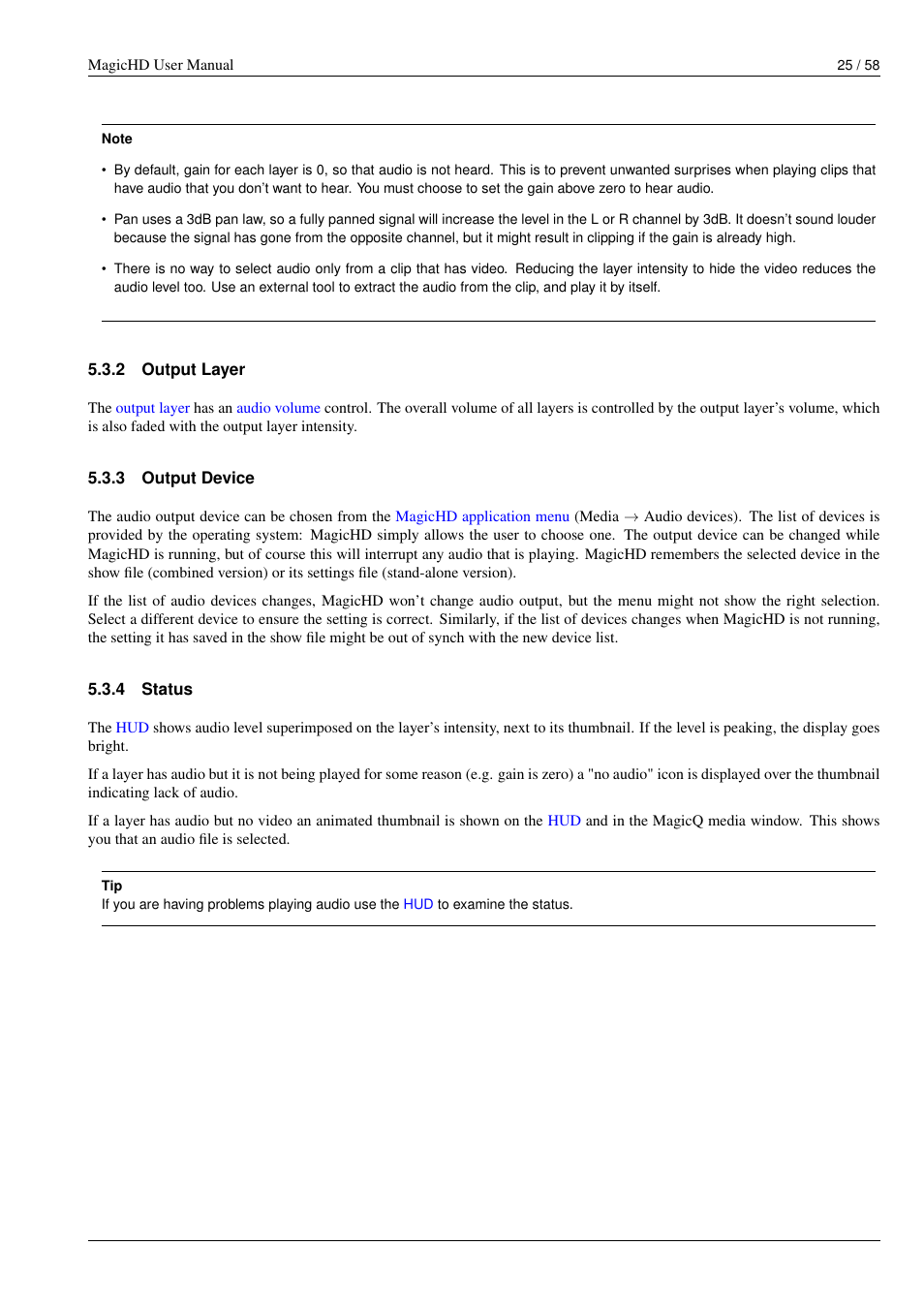 Output layer, Output device, Status | Output | ChamSys MagicHD User Manual | Page 33 / 66