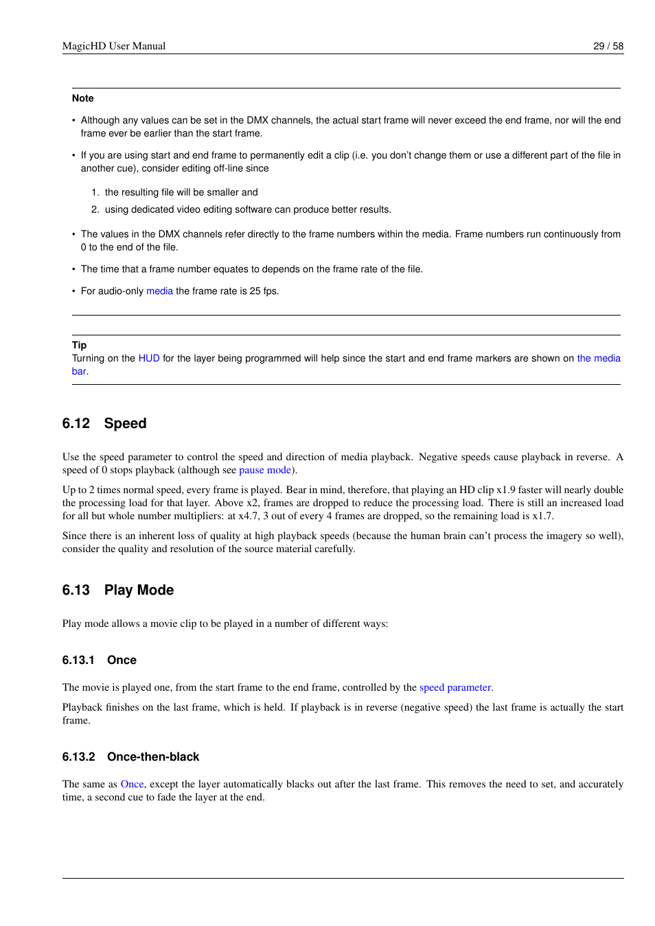 Speed, Play mode, Once | Once-then-black, 12 speed, 13 play mode, 1 once, 2 once-then-black | ChamSys MagicHD User Manual | Page 37 / 66