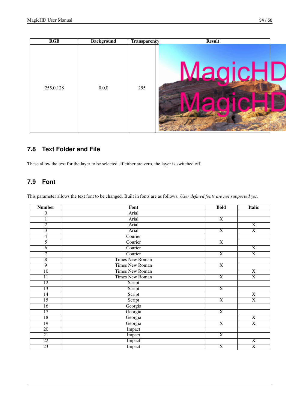 Text folder and file, Font, 8 text folder and file | 9 font | ChamSys MagicHD User Manual | Page 42 / 66