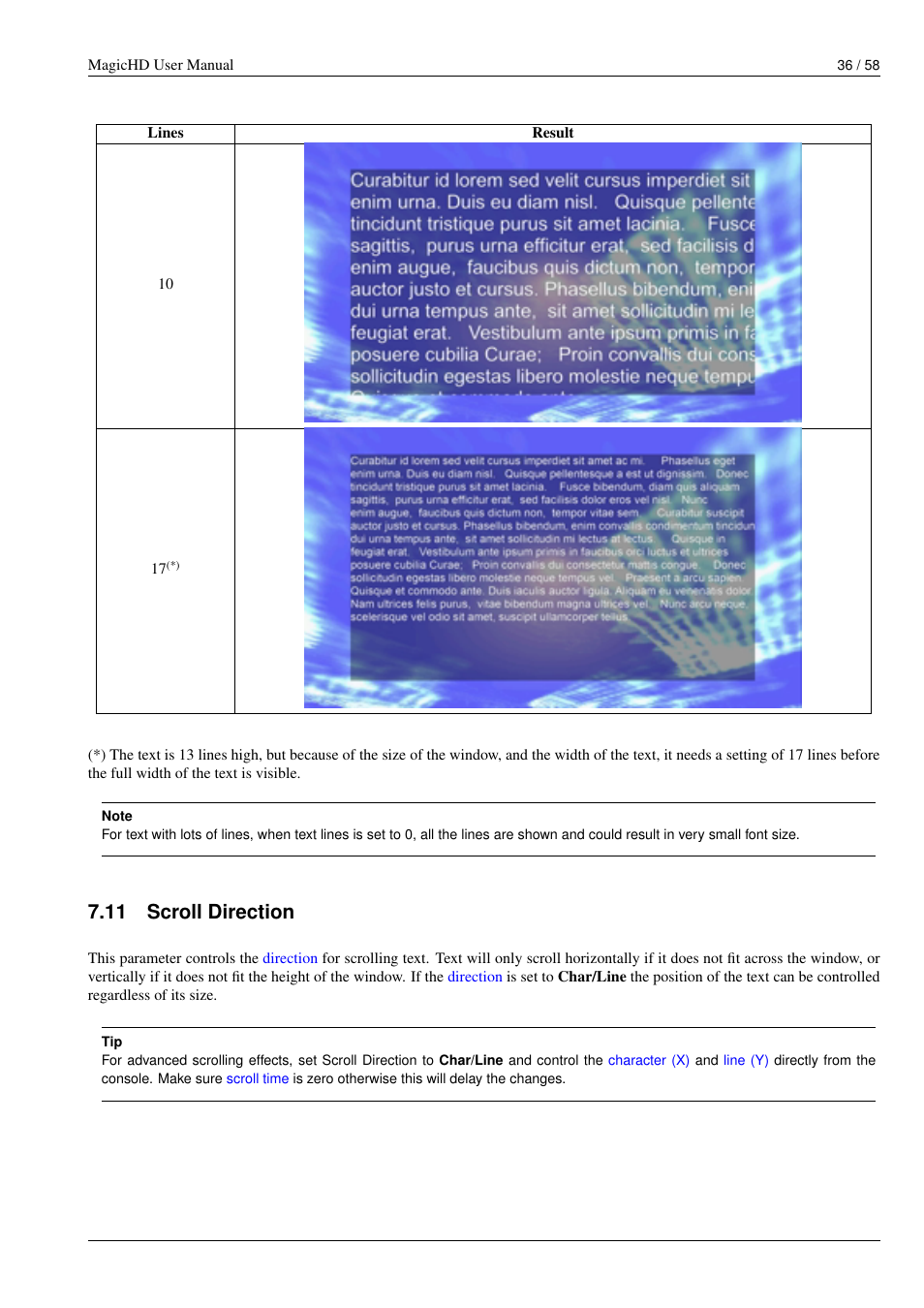 Scroll direction, 11 scroll direction | ChamSys MagicHD User Manual | Page 44 / 66