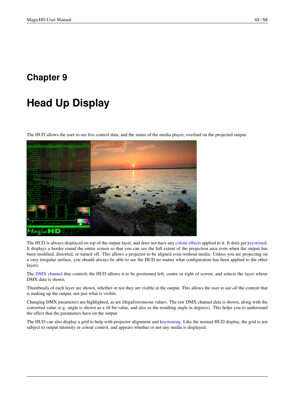 Head up display, Head up display (hud), Hud overlay | Chapter 9 | ChamSys MagicHD User Manual | Page 51 / 66