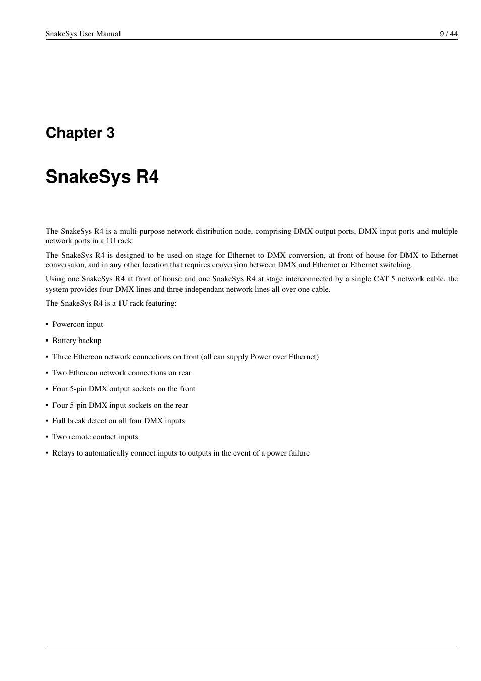 Snakesys r4, Chapter 3 | ChamSys SnakeSys User Manual | Page 15 / 50