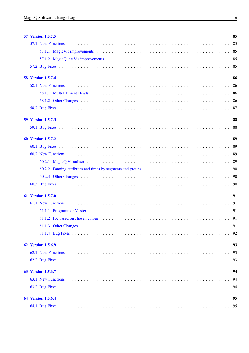 ChamSys MagicQ Software Change Log User Manual | Page 11 / 135