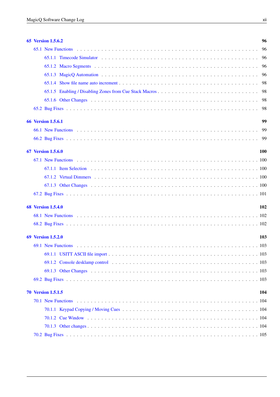 ChamSys MagicQ Software Change Log User Manual | Page 12 / 135