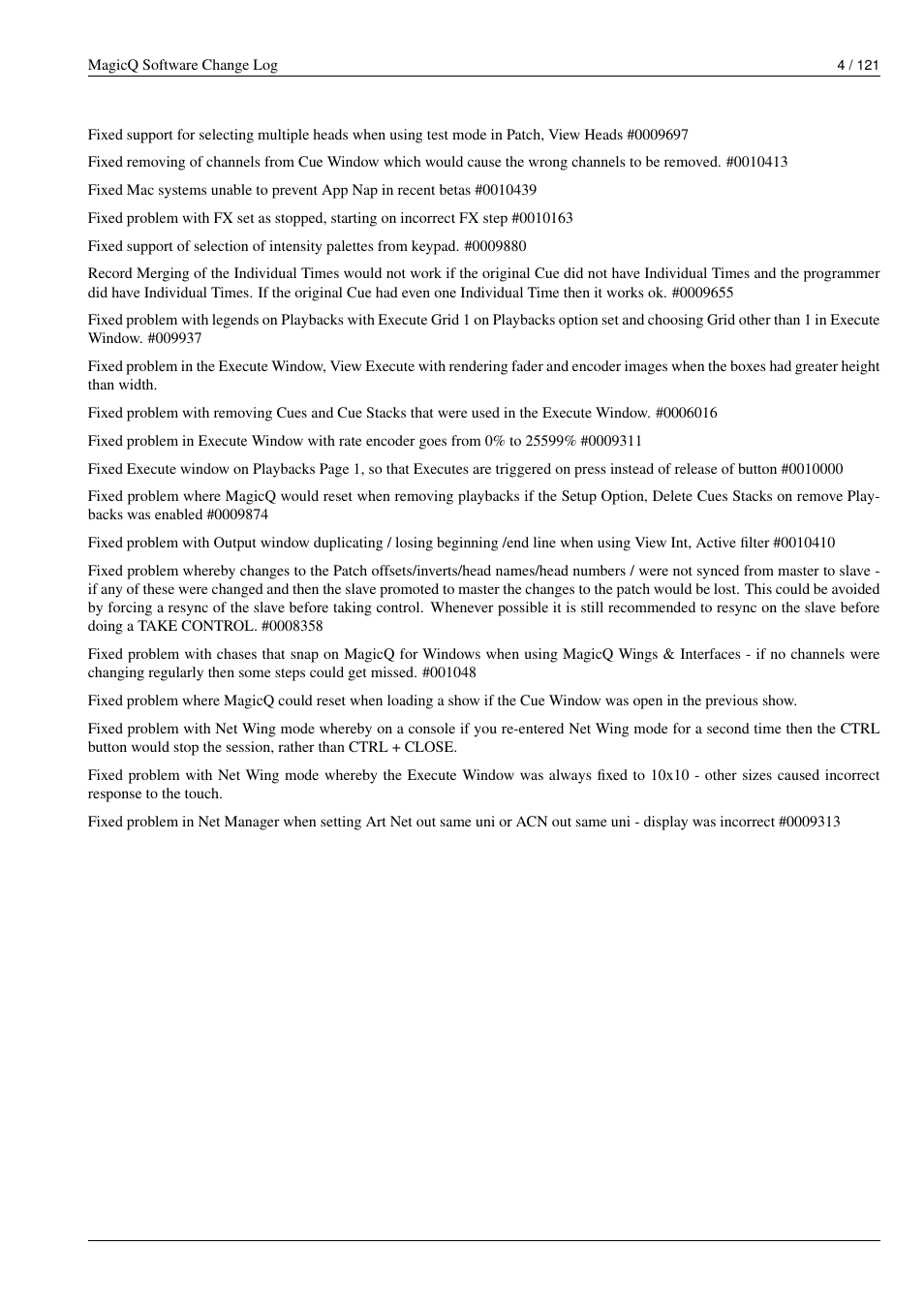 ChamSys MagicQ Software Change Log User Manual | Page 18 / 135
