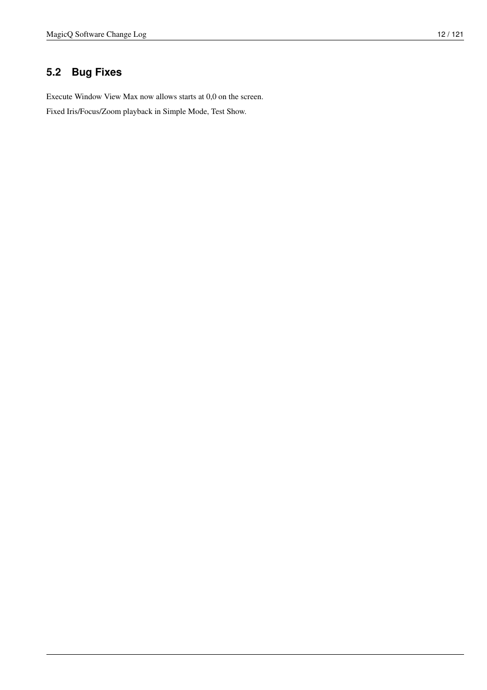 Bug fixes, 2 bug fixes | ChamSys MagicQ Software Change Log User Manual | Page 26 / 135
