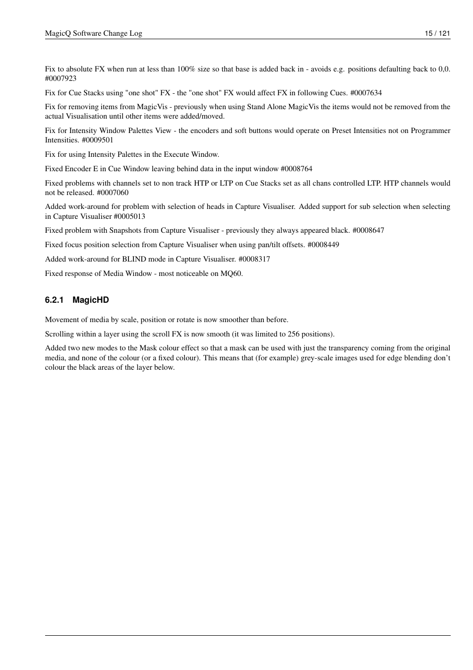 Magichd | ChamSys MagicQ Software Change Log User Manual | Page 29 / 135