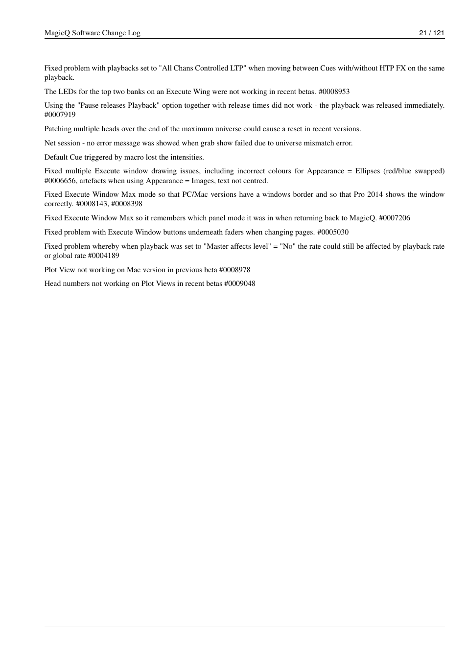 ChamSys MagicQ Software Change Log User Manual | Page 35 / 135