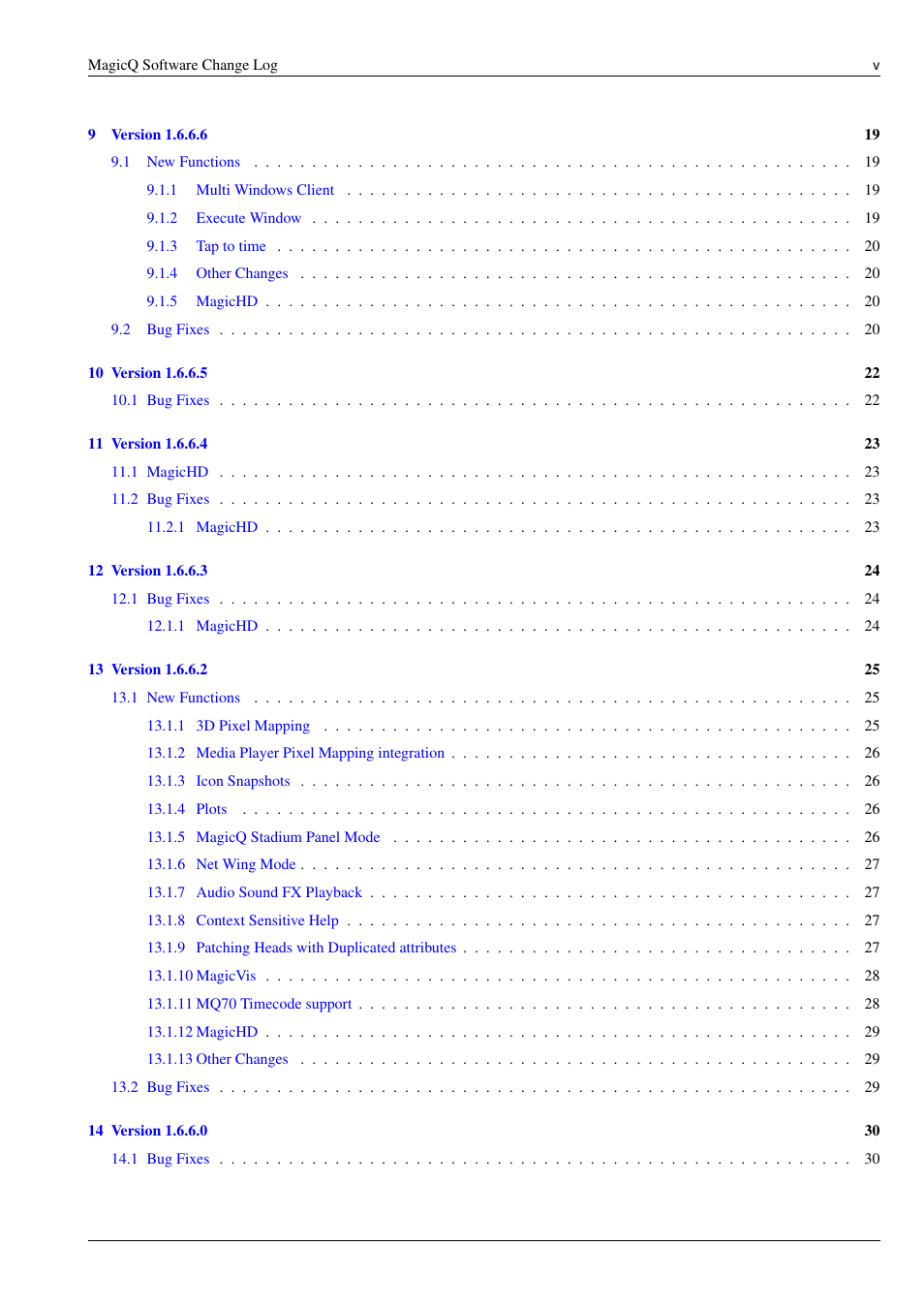 ChamSys MagicQ Software Change Log User Manual | Page 5 / 135