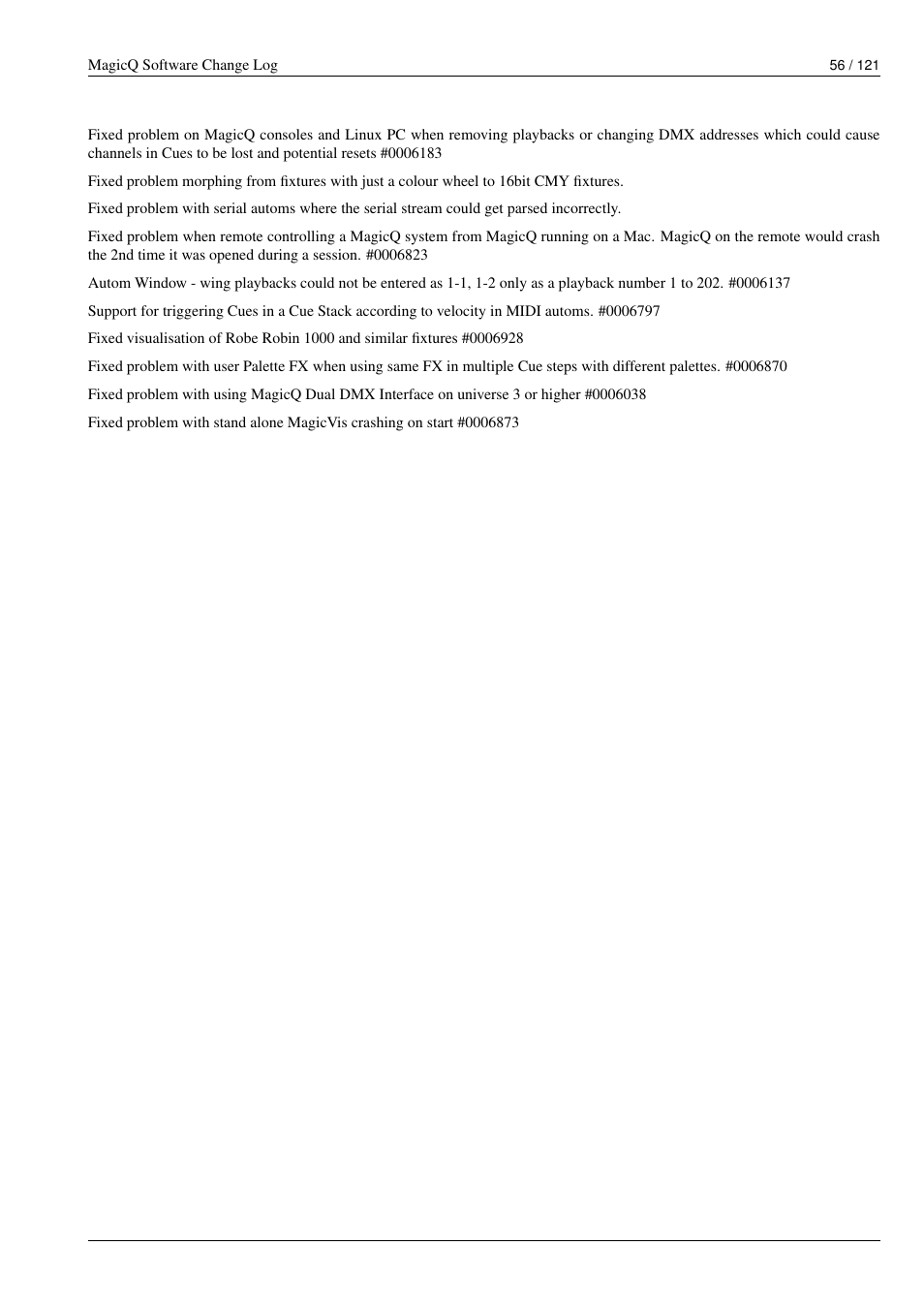 ChamSys MagicQ Software Change Log User Manual | Page 70 / 135