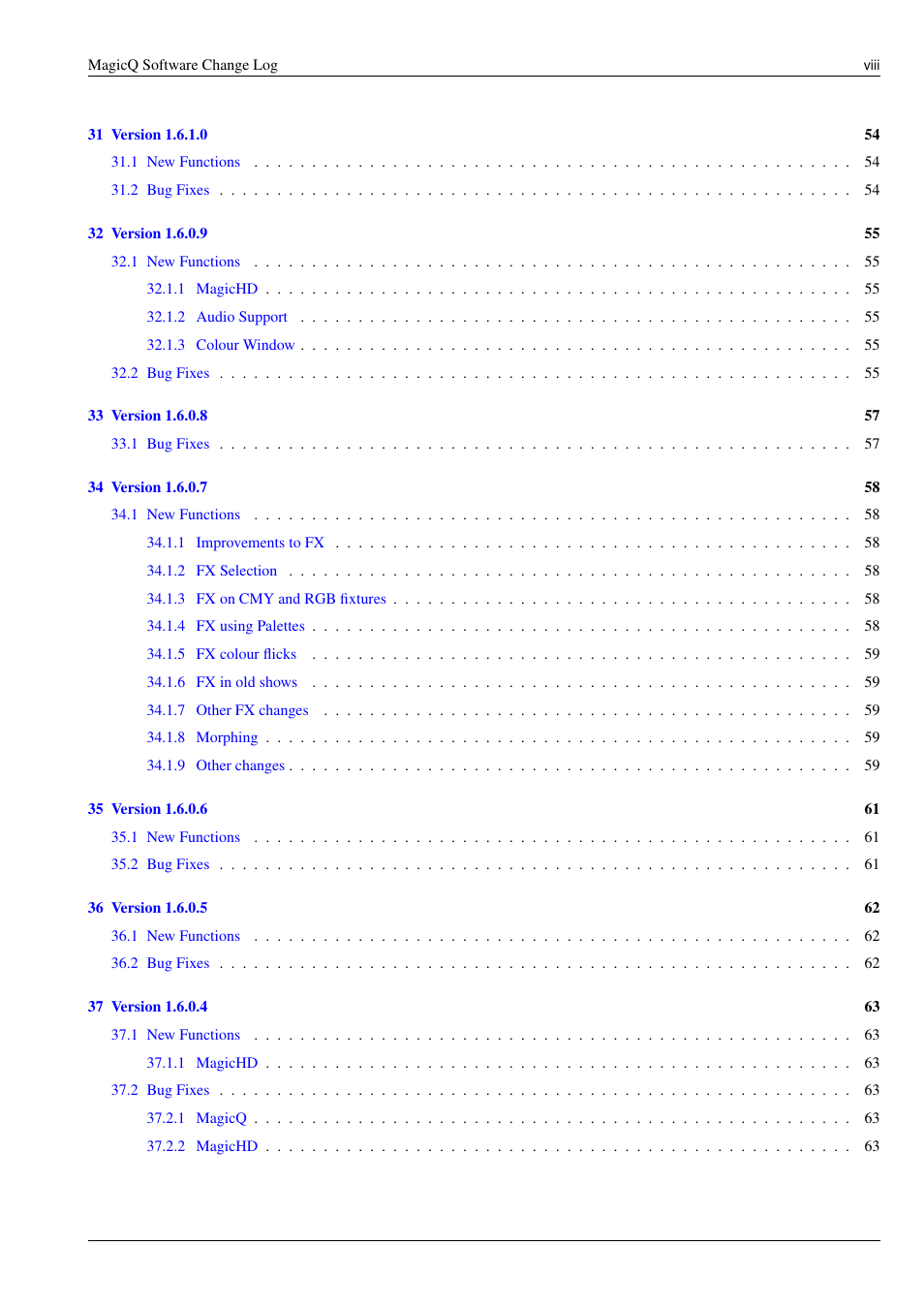 ChamSys MagicQ Software Change Log User Manual | Page 8 / 135