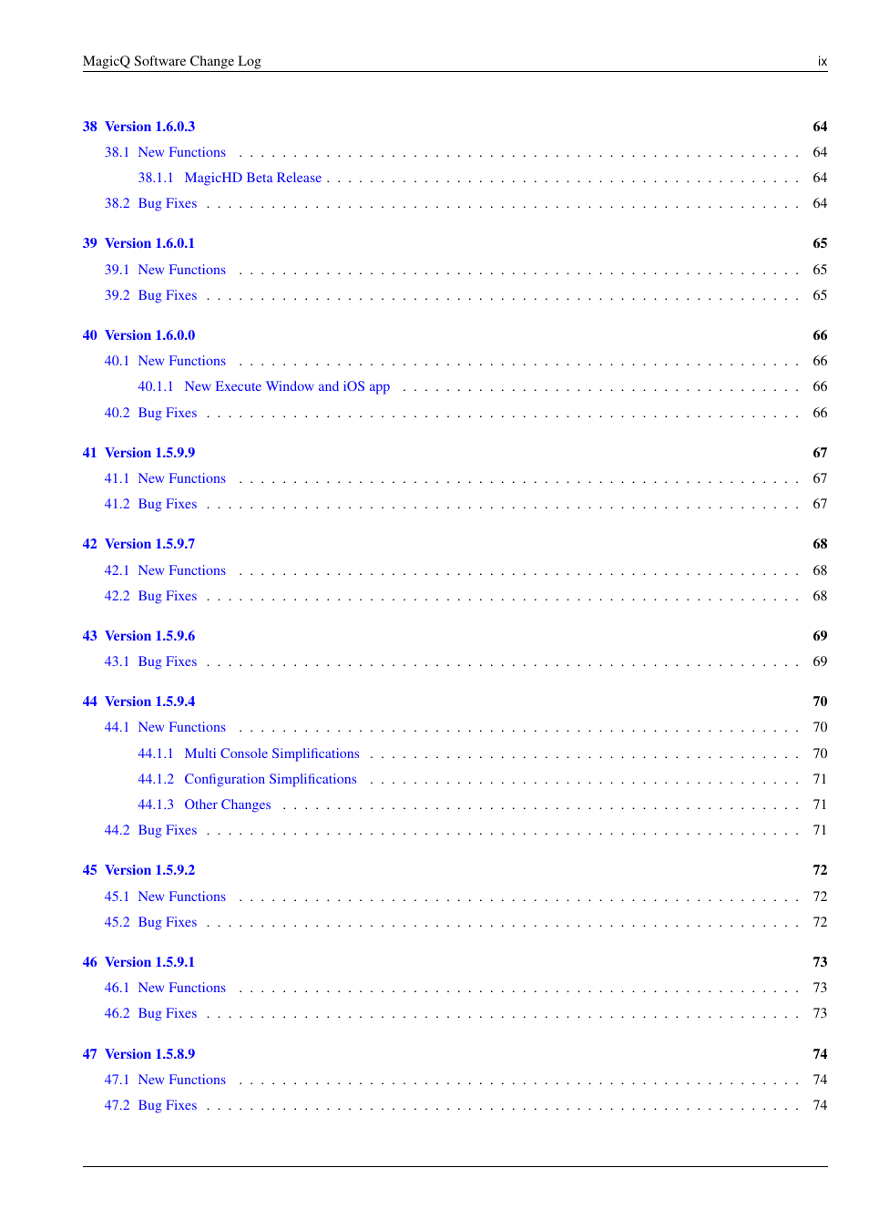 ChamSys MagicQ Software Change Log User Manual | Page 9 / 135