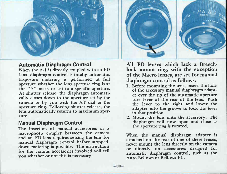 Metering at low light levels | Canon A-1 User Manual | Page 82 / 181