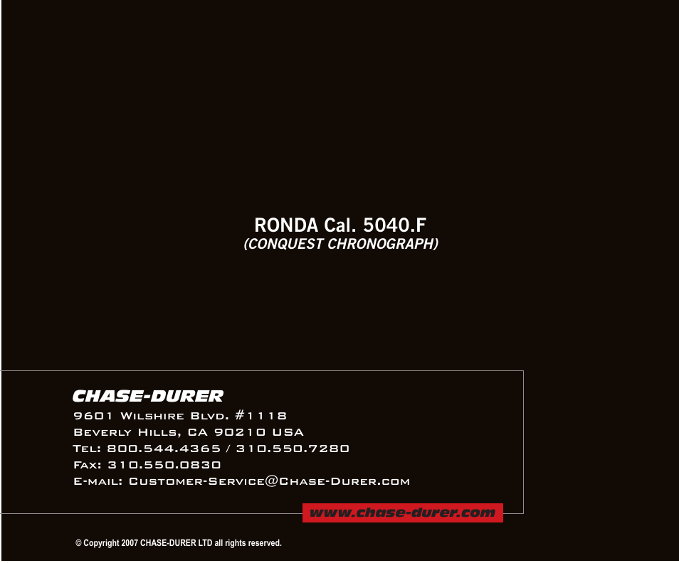 Ronda cal. 5040.f | Chase-Durer Conquest Chronograph User Manual | Page 11 / 11