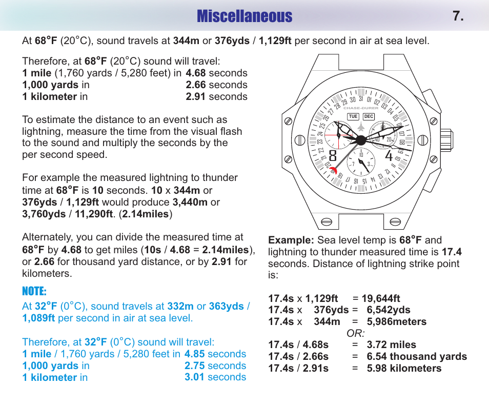 Miscellaneous, At 32, F (0 | Chase-Durer Conquest Chronograph User Manual | Page 9 / 11