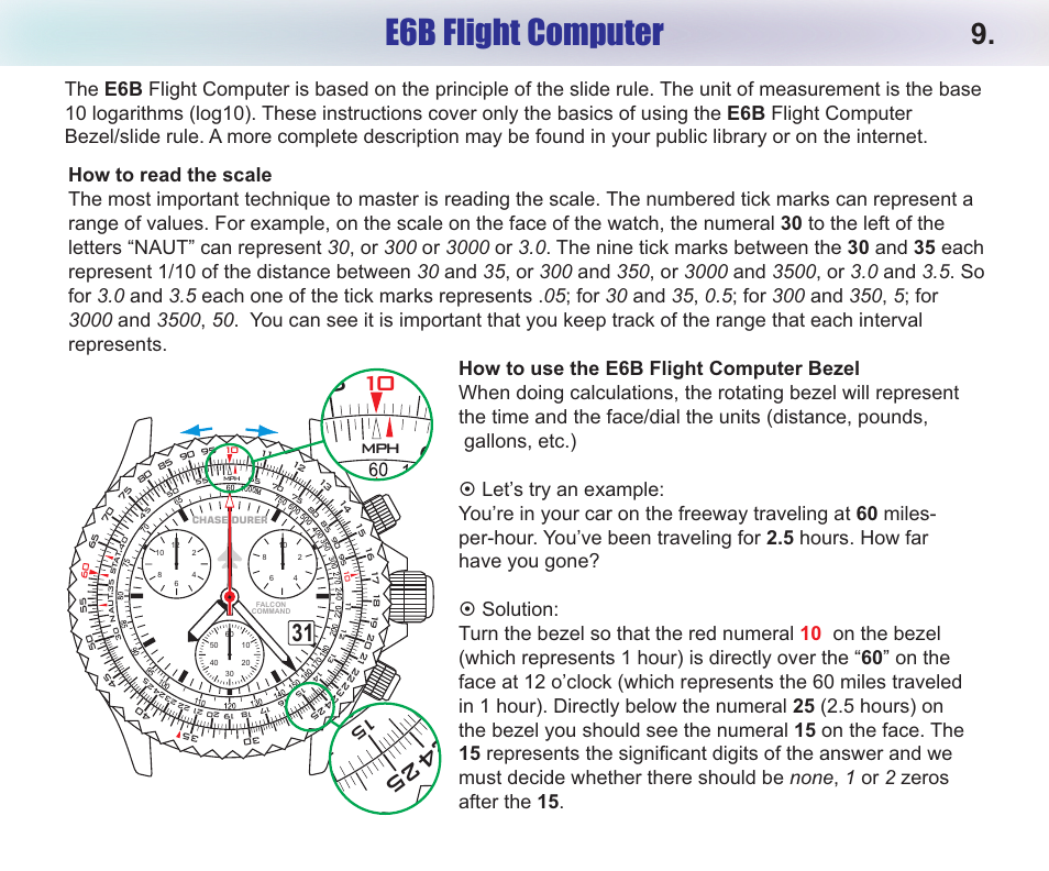 E6b flight computer | Chase-Durer Falcon Command User Manual | Page 11 / 17