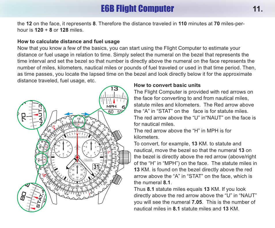 E6b flight computer, T u a n | Chase-Durer Falcon Command User Manual | Page 13 / 17