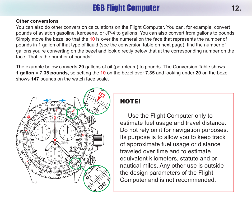 E6b flight computer | Chase-Durer Falcon Command User Manual | Page 14 / 17