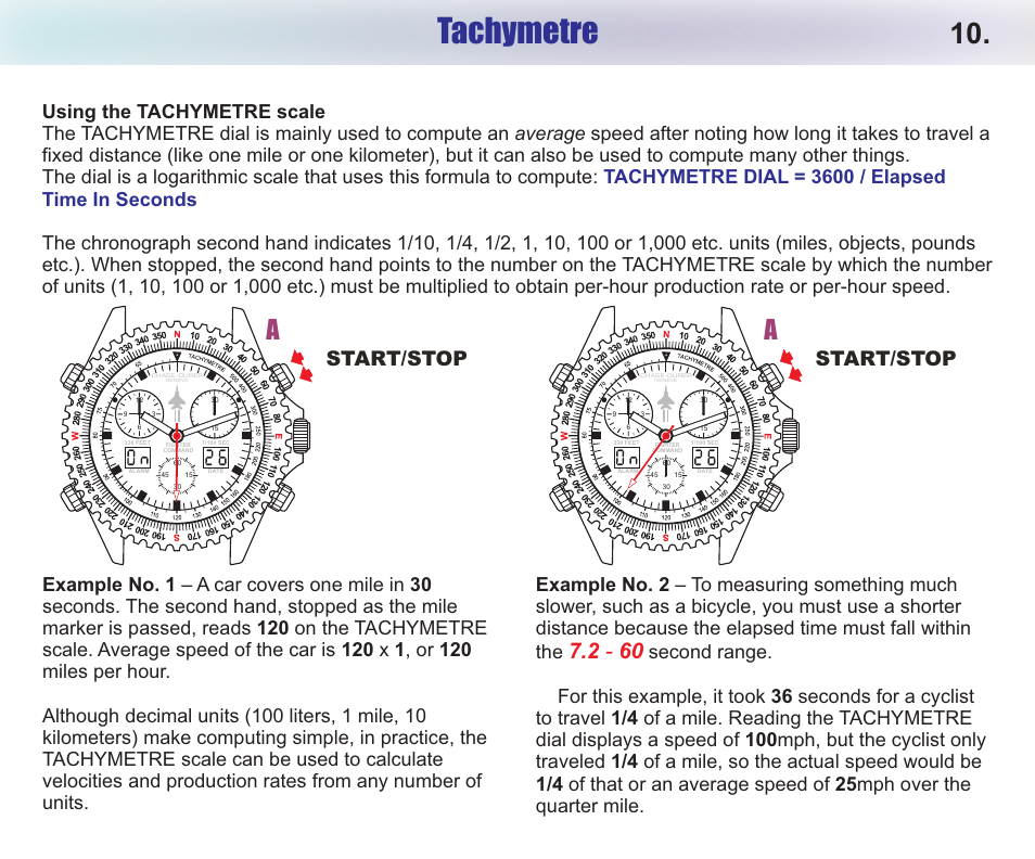 Tachymetre, Start/stop | Chase-Durer Fighter Command User Manual | Page 12 / 17