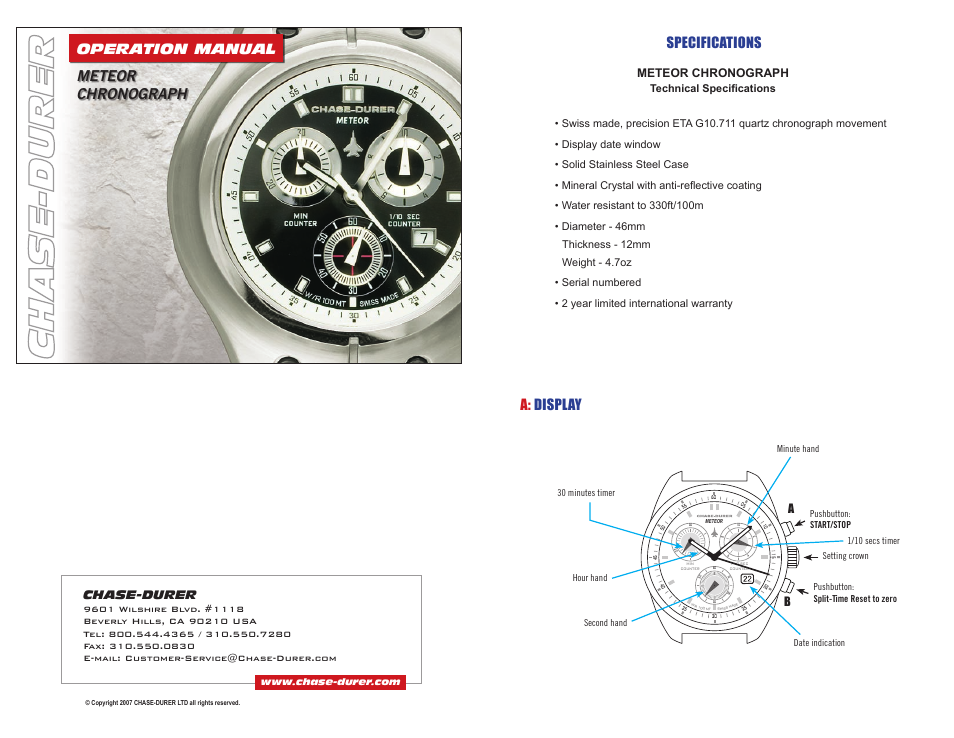 Chase-Durer Meteor User Manual | 2 pages