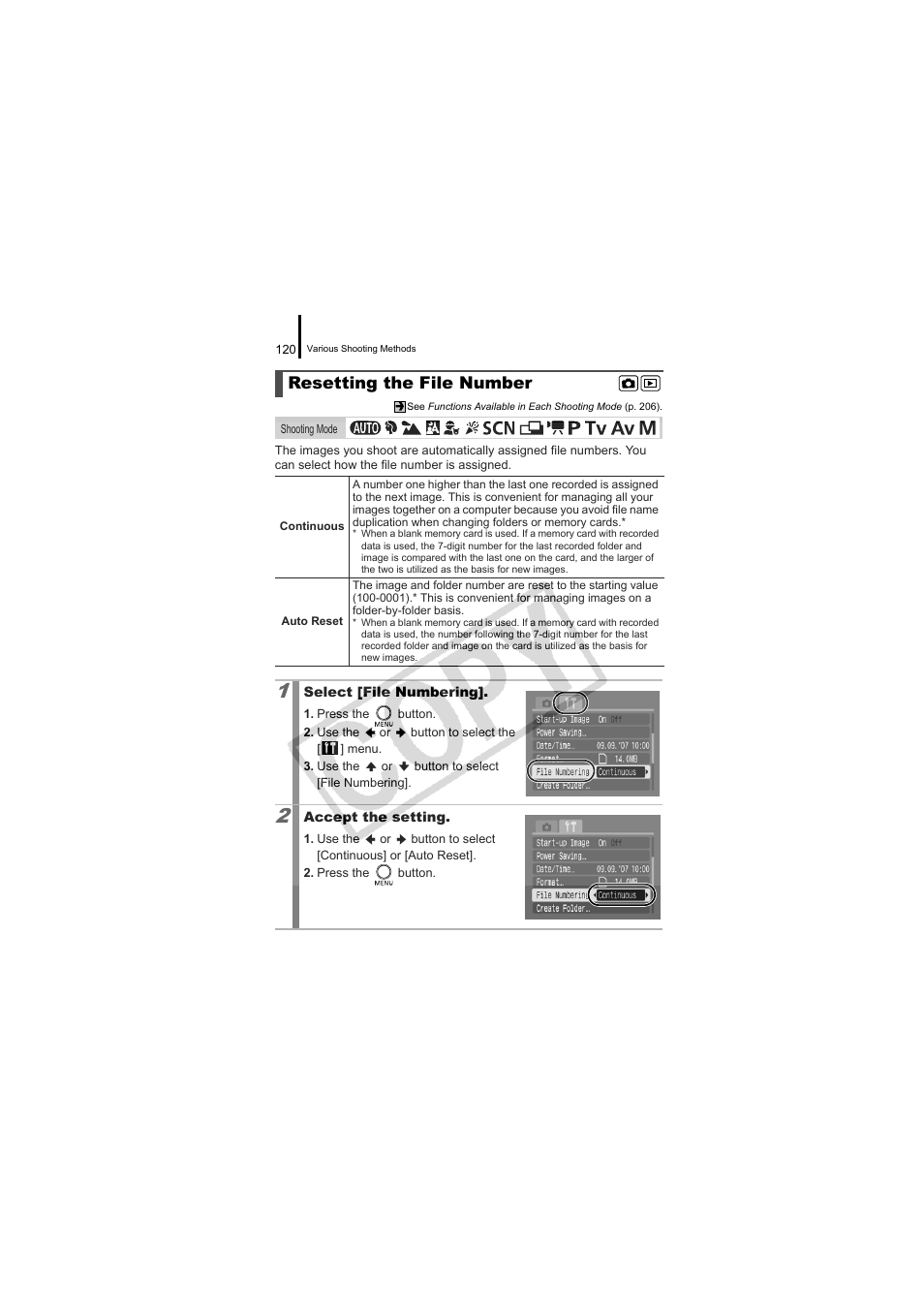 Resetting the file number, P. 120 | Canon CDI-E334-010 User Manual | Page 122 / 211
