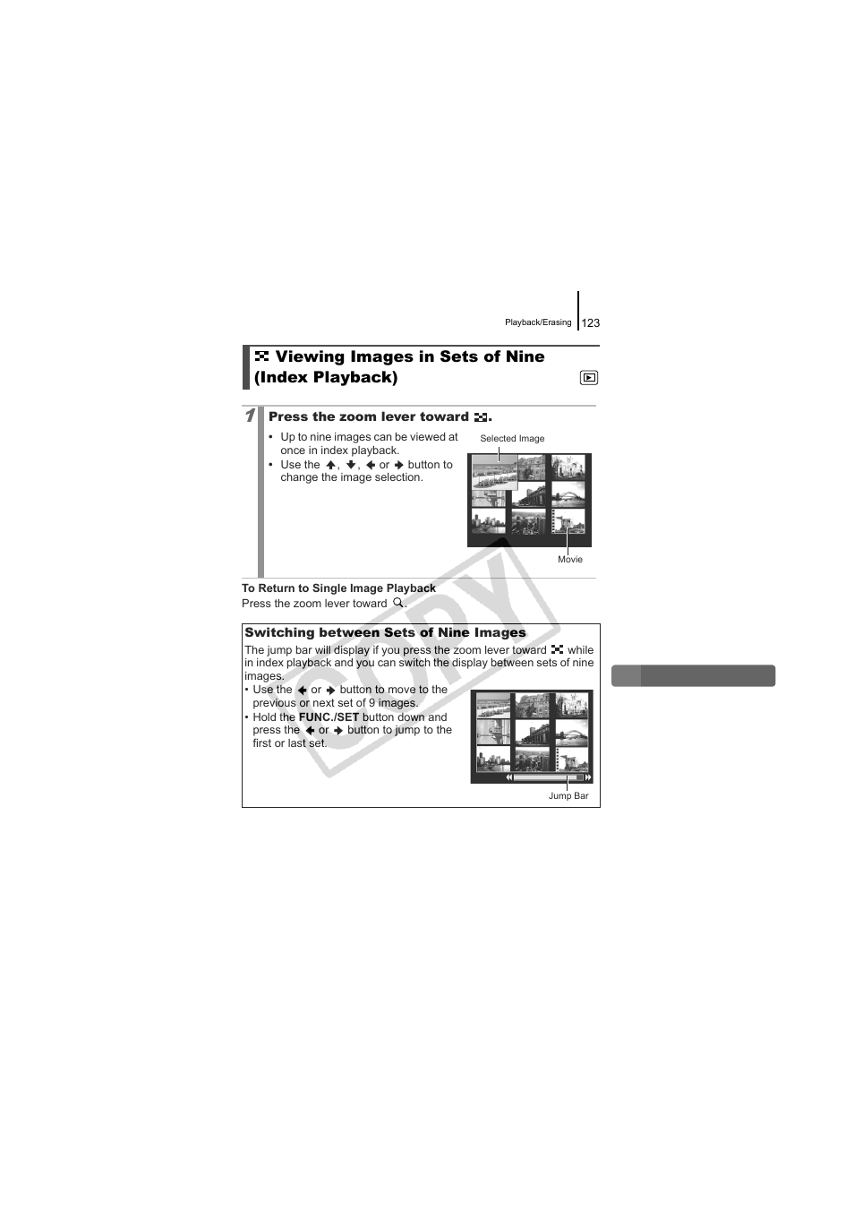 Viewing images in sets of nine (index playback) | Canon CDI-E334-010 User Manual | Page 125 / 211