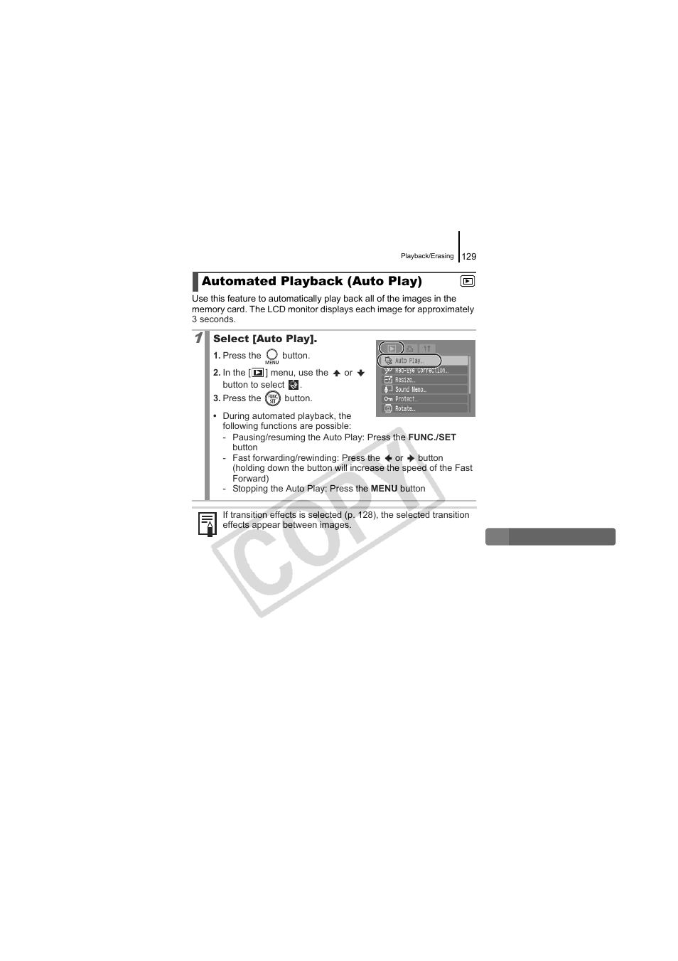 Automated playback (auto play), P. 129 | Canon CDI-E334-010 User Manual | Page 131 / 211