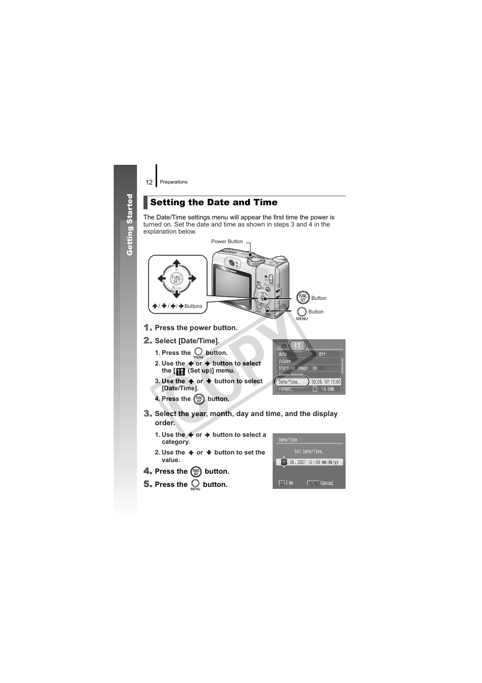 Setting the date and time | Canon CDI-E334-010 User Manual | Page 14 / 211