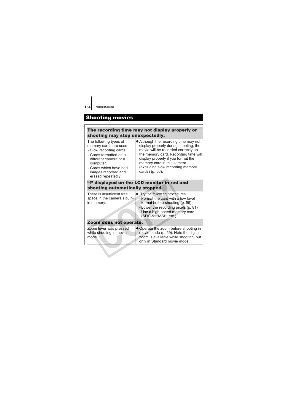 Shooting movies (p. 154), Shooting movies | Canon CDI-E334-010 User Manual | Page 156 / 211