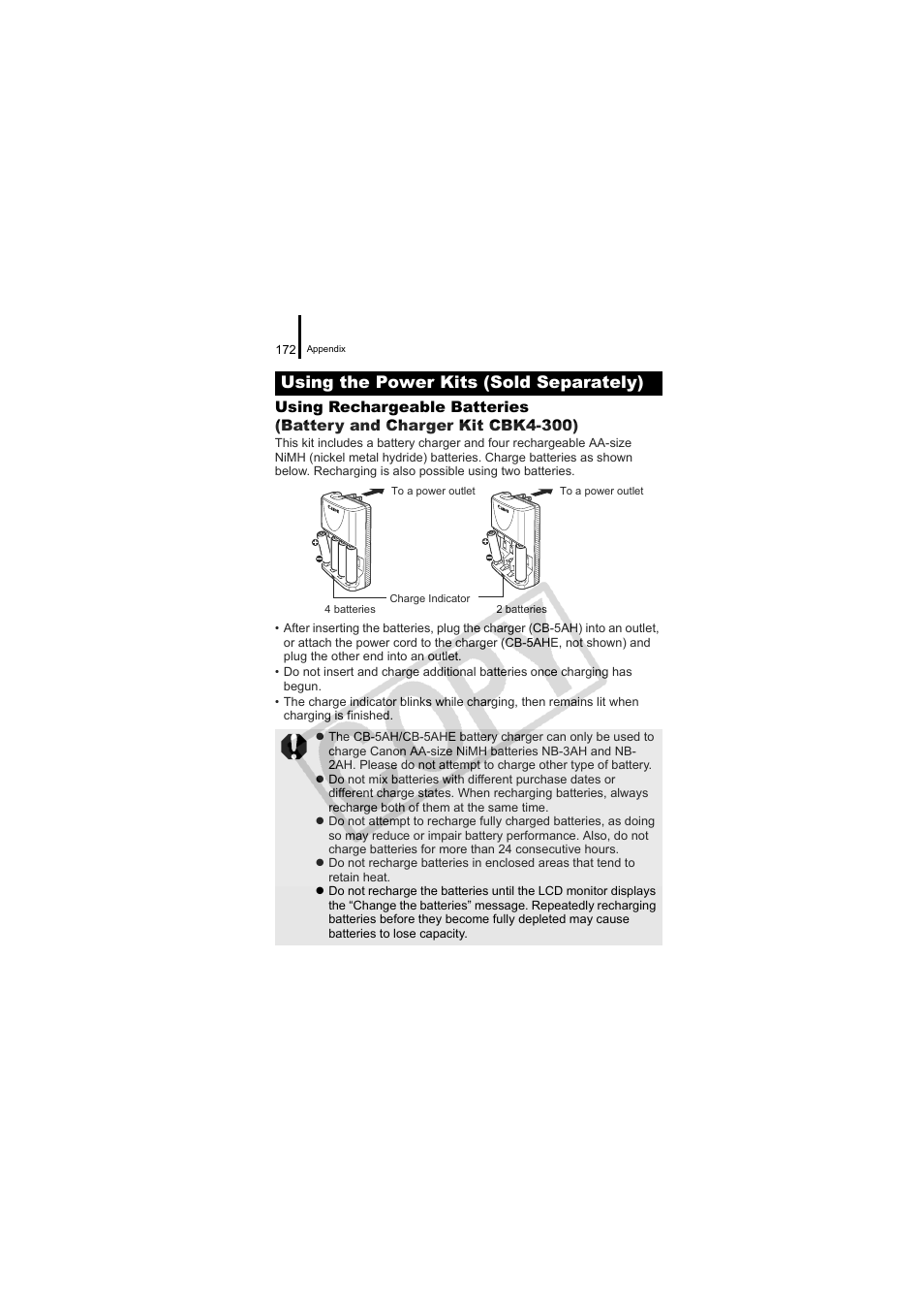 Using the power kits (sold separately) | Canon CDI-E334-010 User Manual | Page 174 / 211