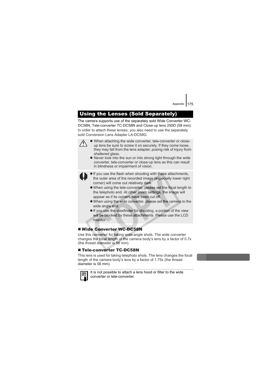 Using the lenses (sold separately) | Canon CDI-E334-010 User Manual | Page 177 / 211