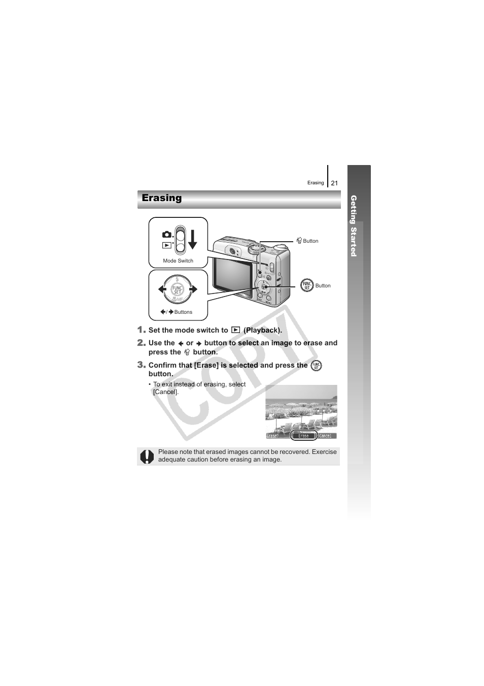 Erasing | Canon CDI-E334-010 User Manual | Page 23 / 211