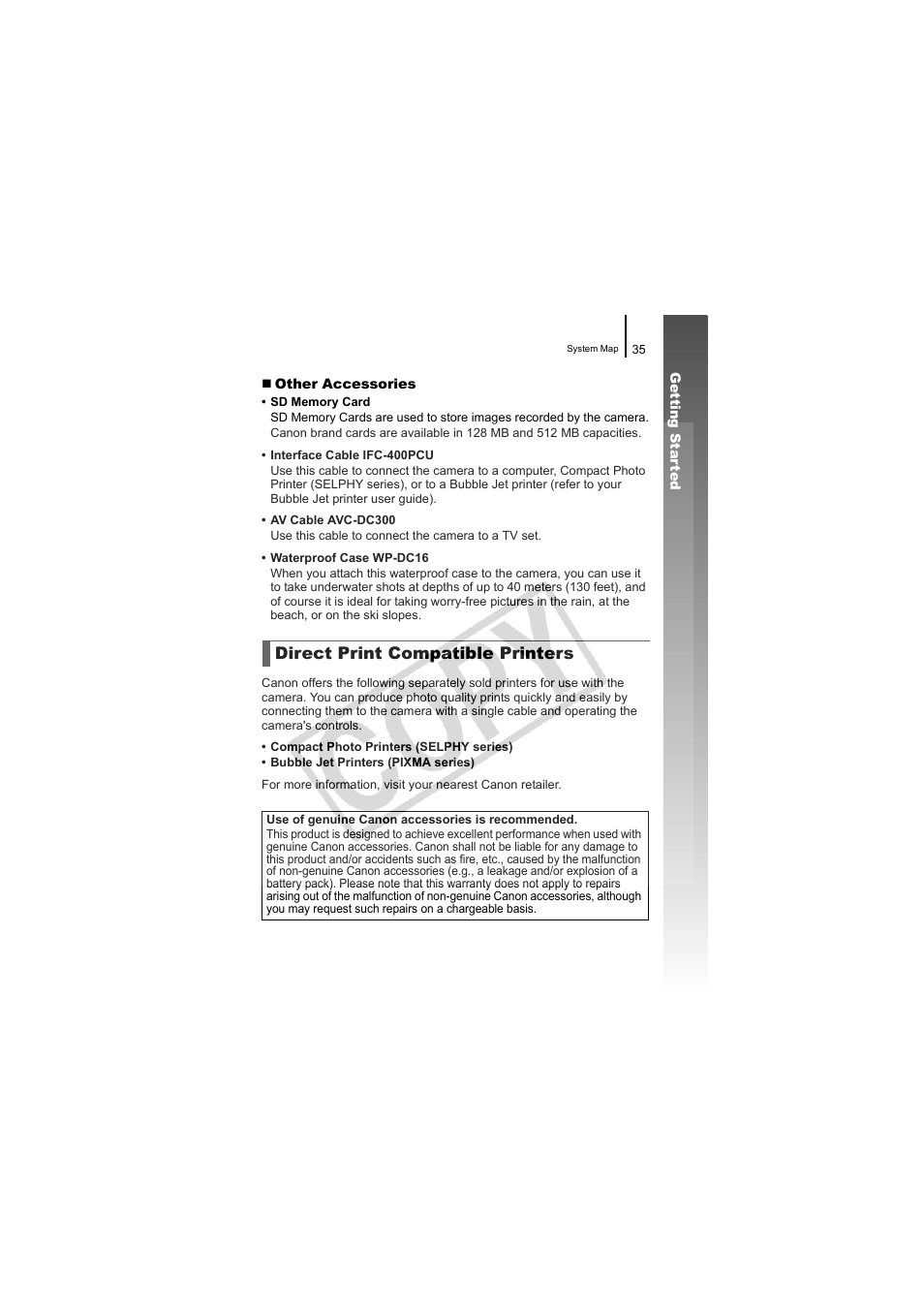 Direct print compatible printers | Canon CDI-E334-010 User Manual | Page 37 / 211