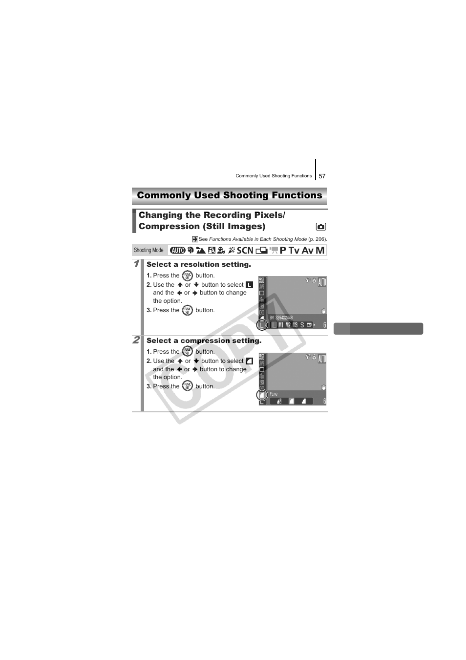 Commonly used shooting functions, P. 57 | Canon CDI-E334-010 User Manual | Page 59 / 211