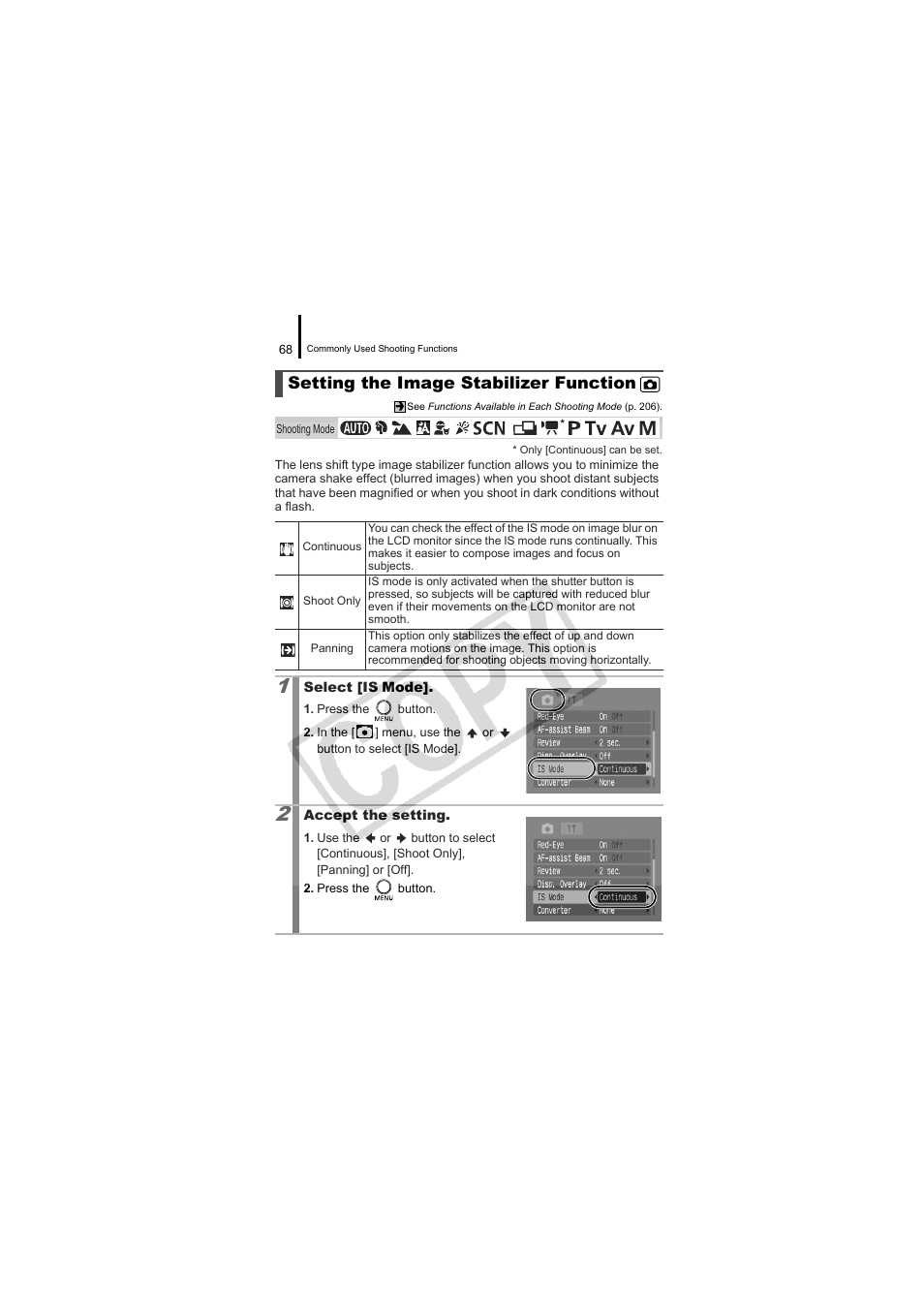 Setting the image stabilizer function, P. 68, P. 68) | Canon CDI-E334-010 User Manual | Page 70 / 211