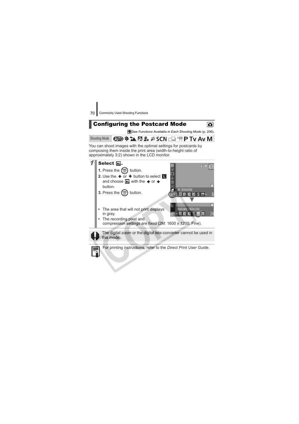 Configuring the postcard mode | Canon CDI-E334-010 User Manual | Page 72 / 211