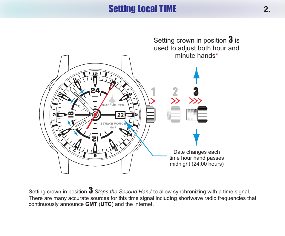 Setting local time | Chase-Durer Strike Force GMT User Manual | Page 4 / 7