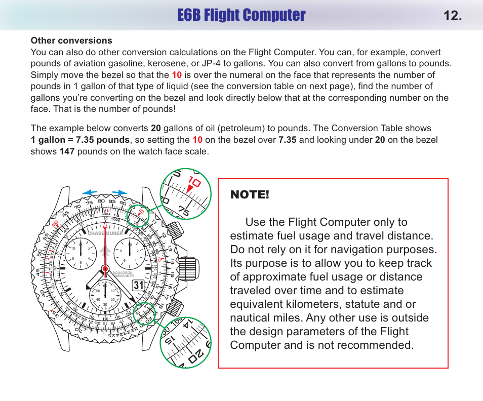 E6b flight computer | Chase-Durer Squadron Commander User Manual | Page 14 / 17