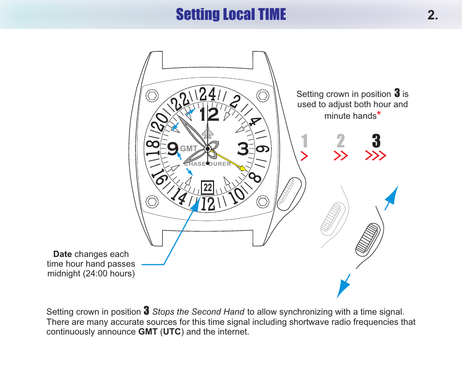 Setting local time | Chase-Durer Wing GMT User Manual | Page 4 / 7