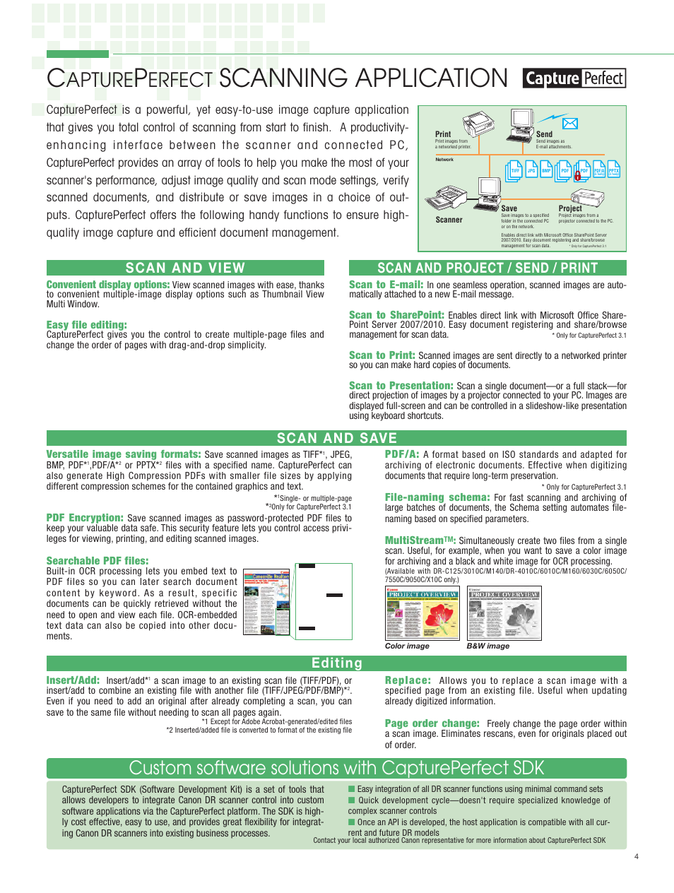 Scanning application, Apture, Erfect | Custom software solutions with captureperfect sdk | Canon DR-2050C User Manual | Page 5 / 26