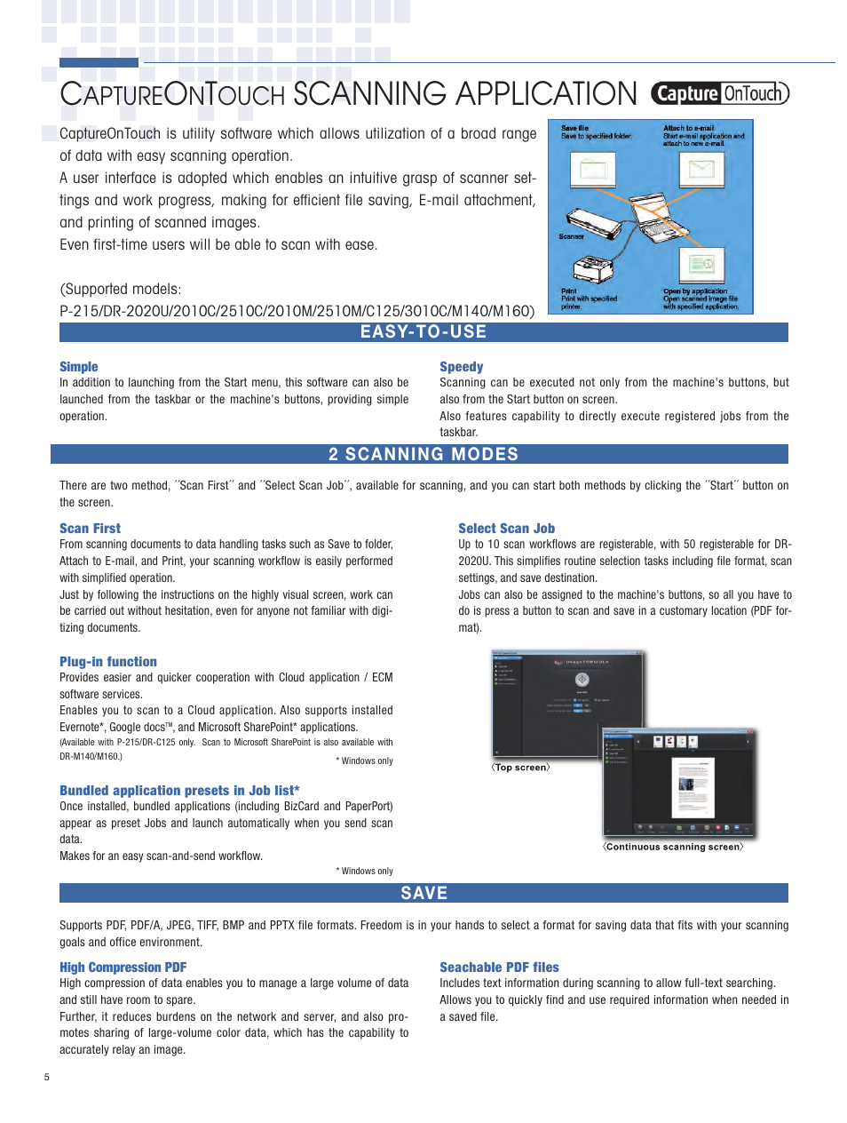 Scanning application, Apture, Ouch | Canon DR-2050C User Manual | Page 6 / 26