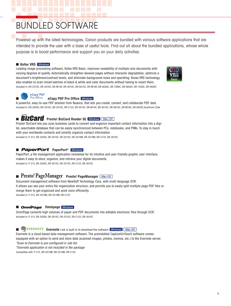 Bundled software | Canon DR-2050C User Manual | Page 7 / 26