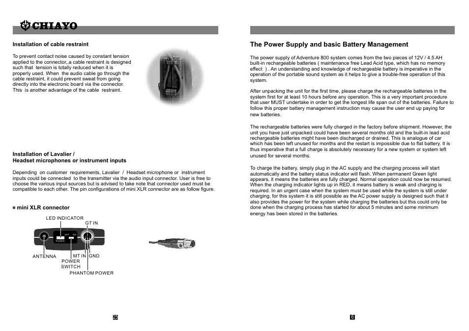 頁面 7, The power supply and basic battery management | CHIAYO ADVENTURE 800 User Manual | Page 7 / 16