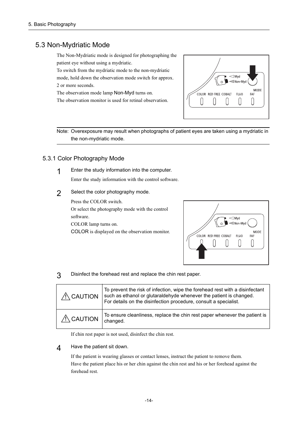 3 non-mydriatic mode, 1 color photography mode | Canon CX-1 User Manual | Page 26 / 74