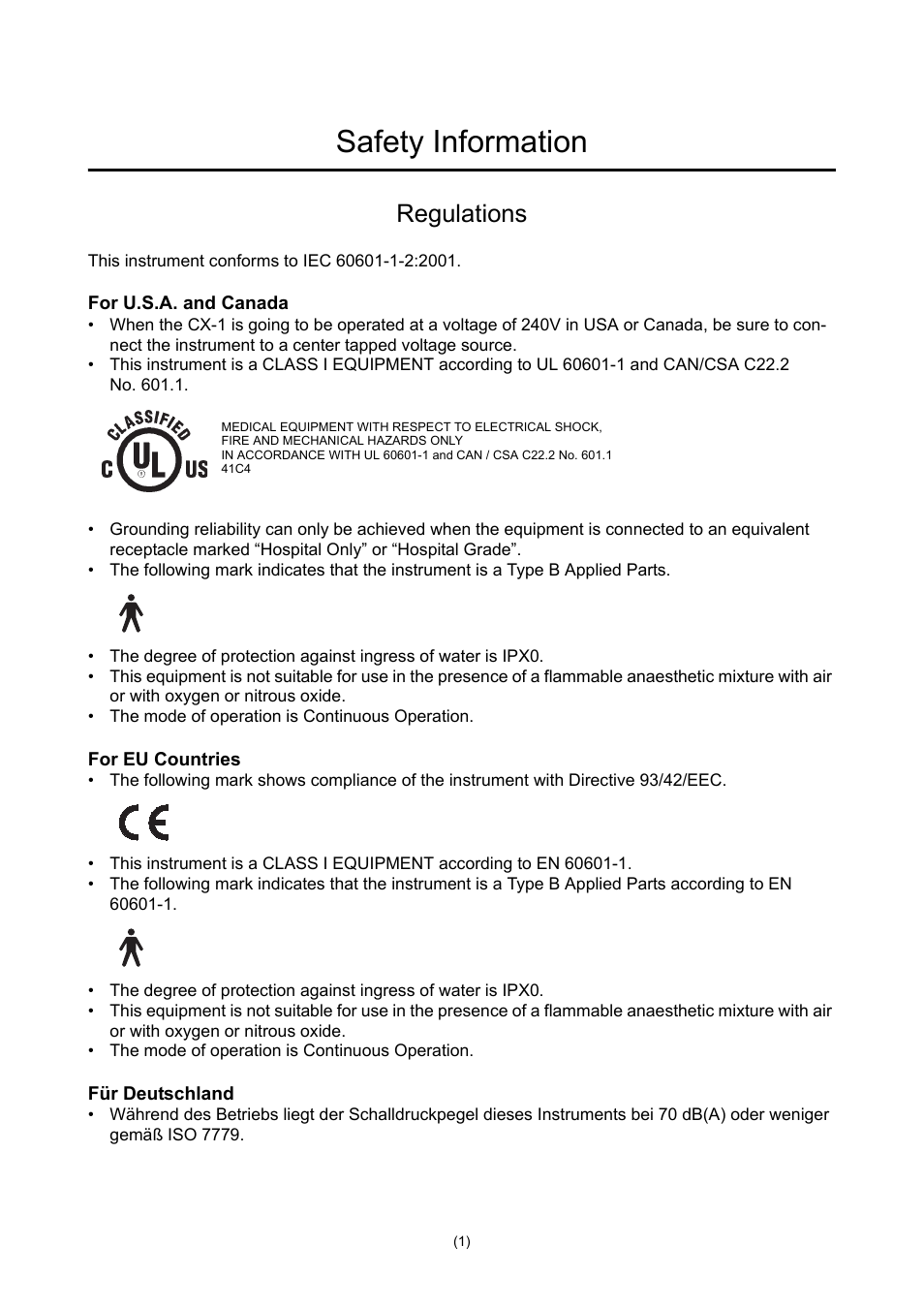 Safety information, Regulations | Canon CX-1 User Manual | Page 3 / 74